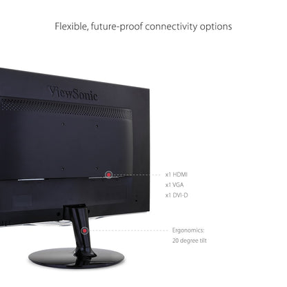 ViewSonic VX2452MH 24 Inch 2ms 60Hz 1080p Gaming Monitor with HDMI DVI and VGA inputs, Black Used Grade A