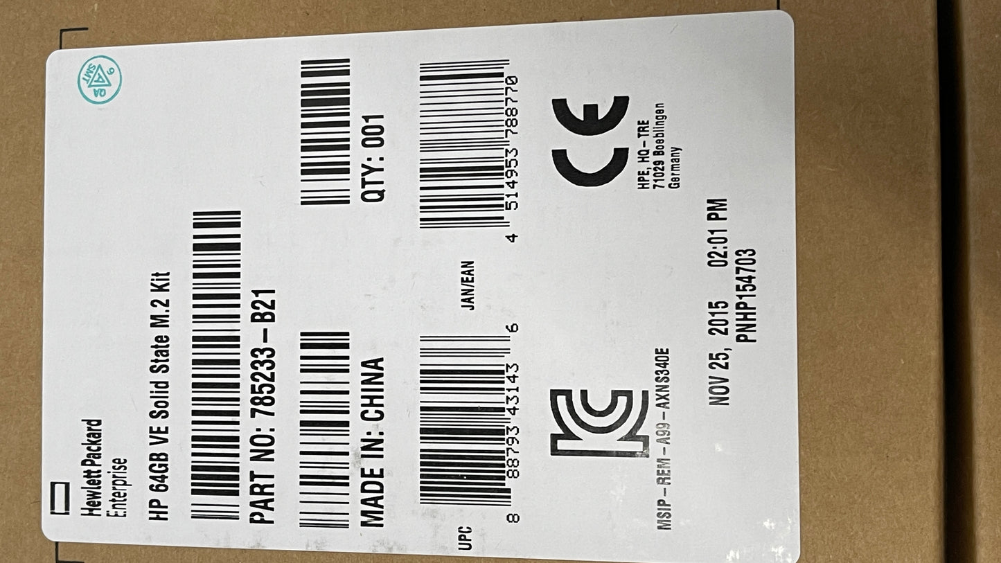 HP 64GB VE Solid State M.2 Kit 785233-B21 759504-001