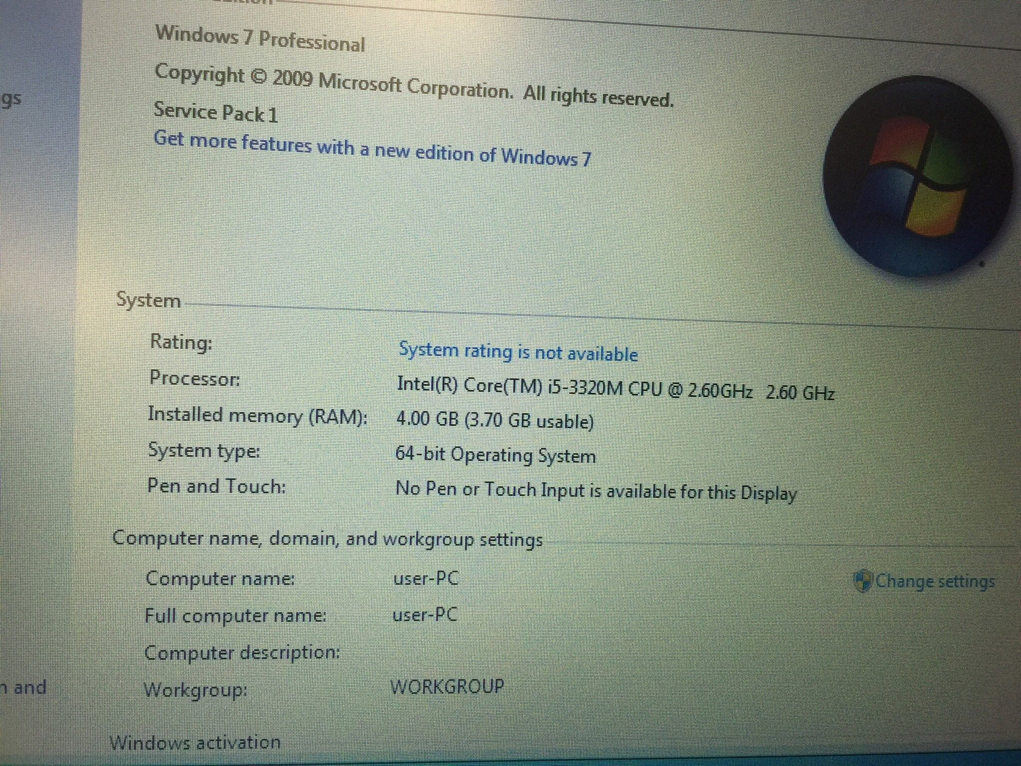 LENOVO	T430 2349S1R Intel(R) Core(TM) i5-3320M CPU @ 2.60GHz 4GB Memory 128G SSD HDD   WiFi Link 6000 Series  rev 34	PLDS DVD-RW DS8A8SH (description: DVD-RAM writer)