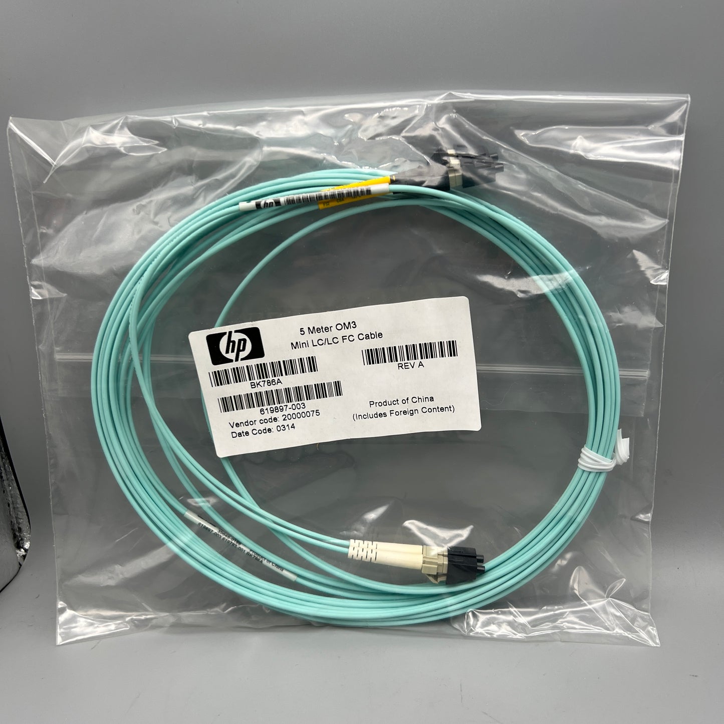 HP BK762A 5M 16.4ft OM3 Mini LC/LC Fiber Optical Network Cable PN#619897-003