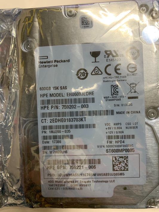 HP 759221-006 - Hard Drive 600GB 15K SAS