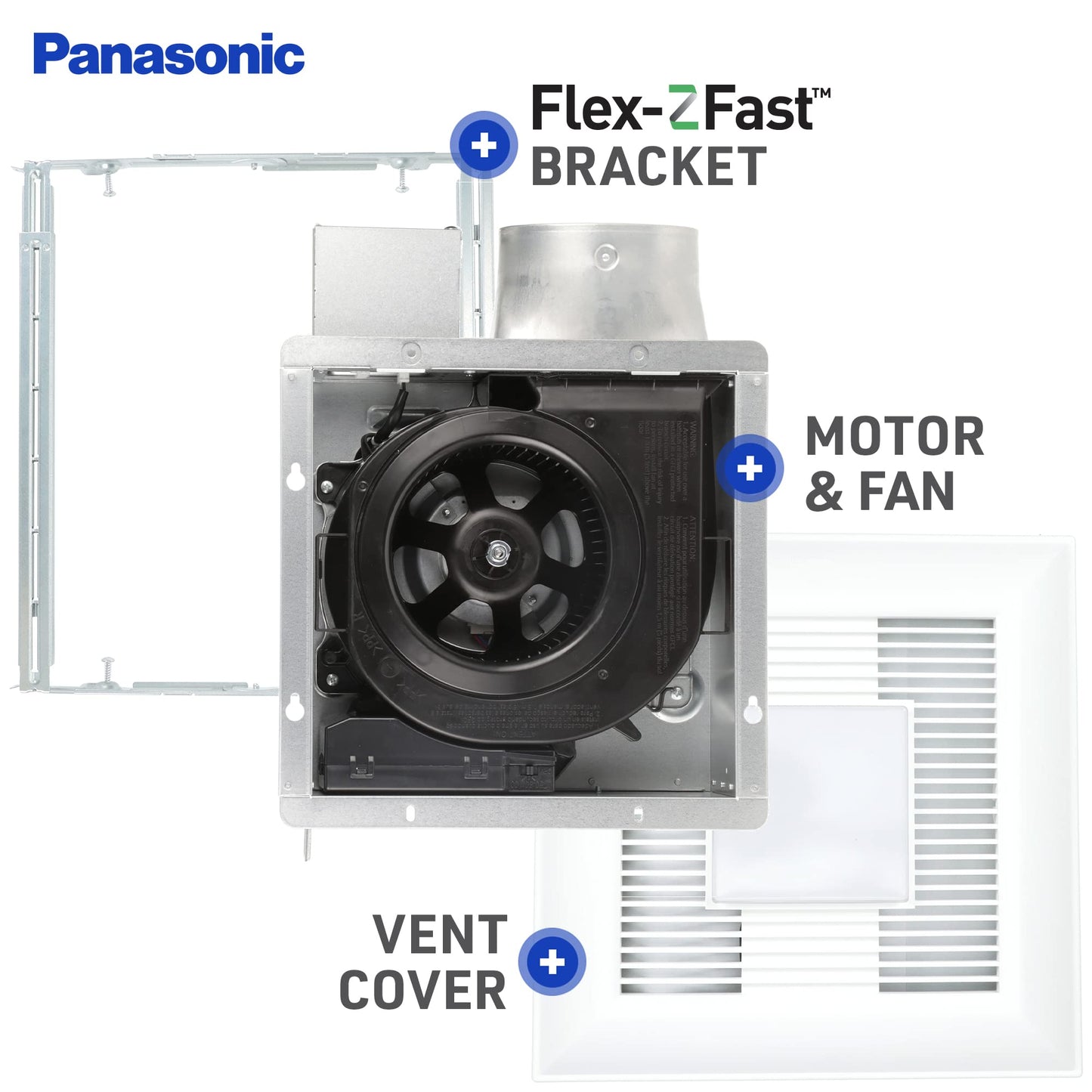 Panasonic FV-0510VSL1 WhisperValue DC Ventilation Fan - Energy-Saving Bathroom Fan with LED Light - 50-80-100 CFM open box