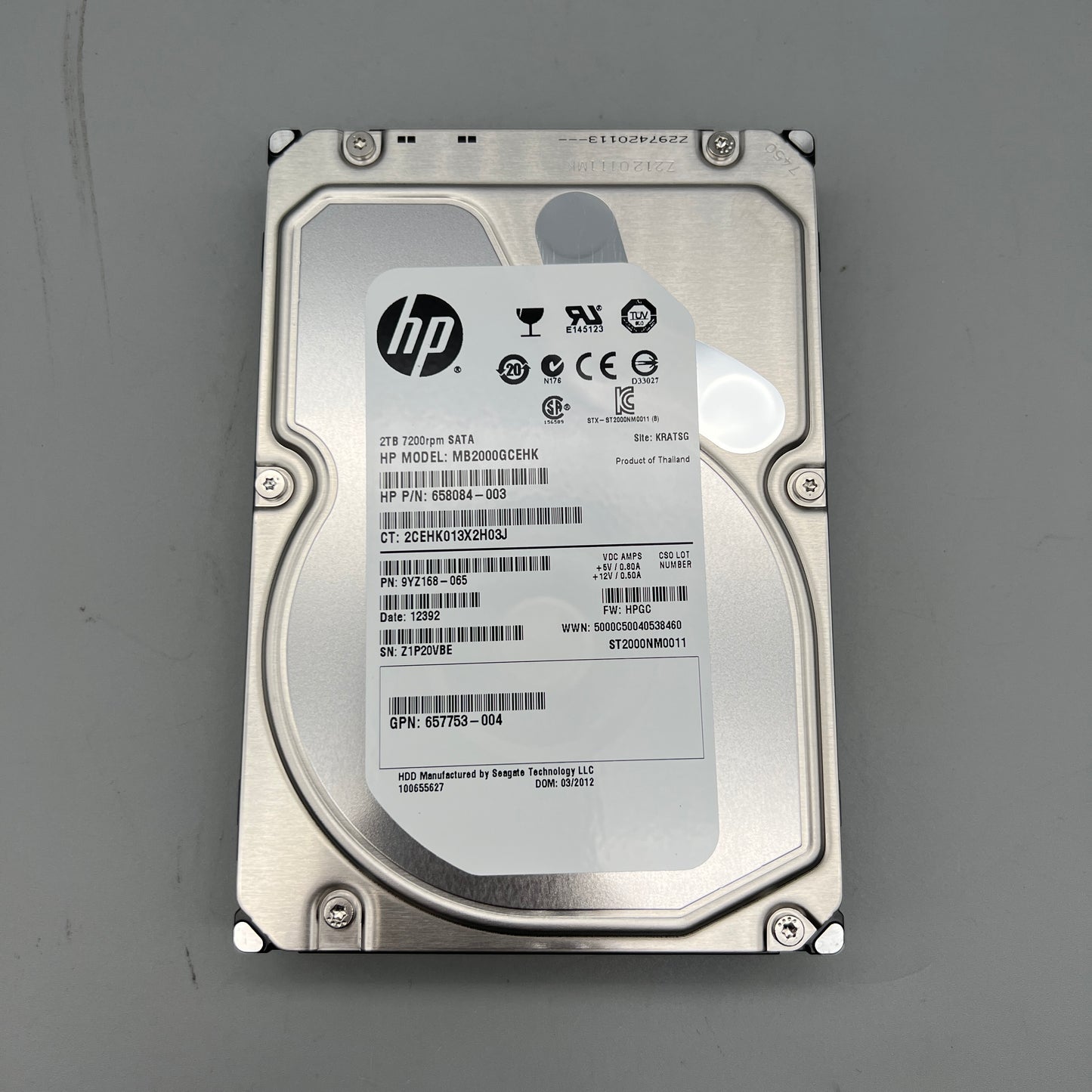 HPE 657753-004 2TB 7.2K 6G 3.5 MDL SATA HDD 658084-003