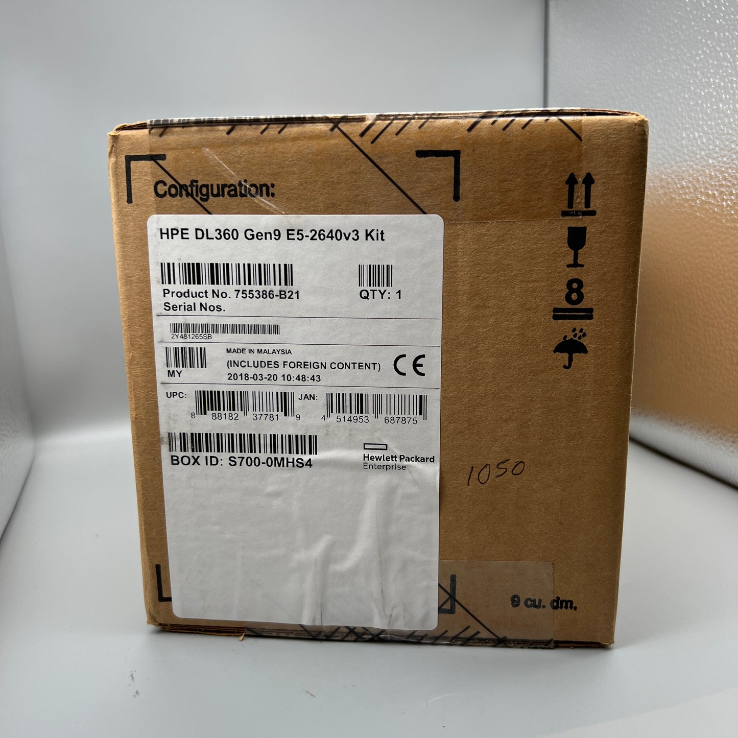 Brand New HPE 755386-B21 DL360 Gen9 Intel Xeon E5-2640v3 CPU Kit (2.6GHz 8-Core)