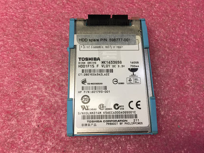 HP 601793-001 598777-001 Toshiba 160GB HDD MK1633GSG-SATA 1.8" 5400RPM Used