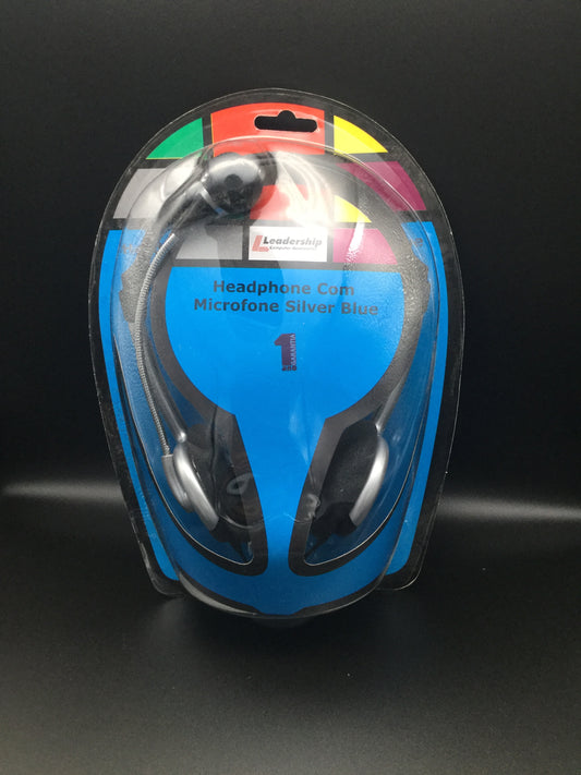 Headset COM Microfone Sivler/Blue