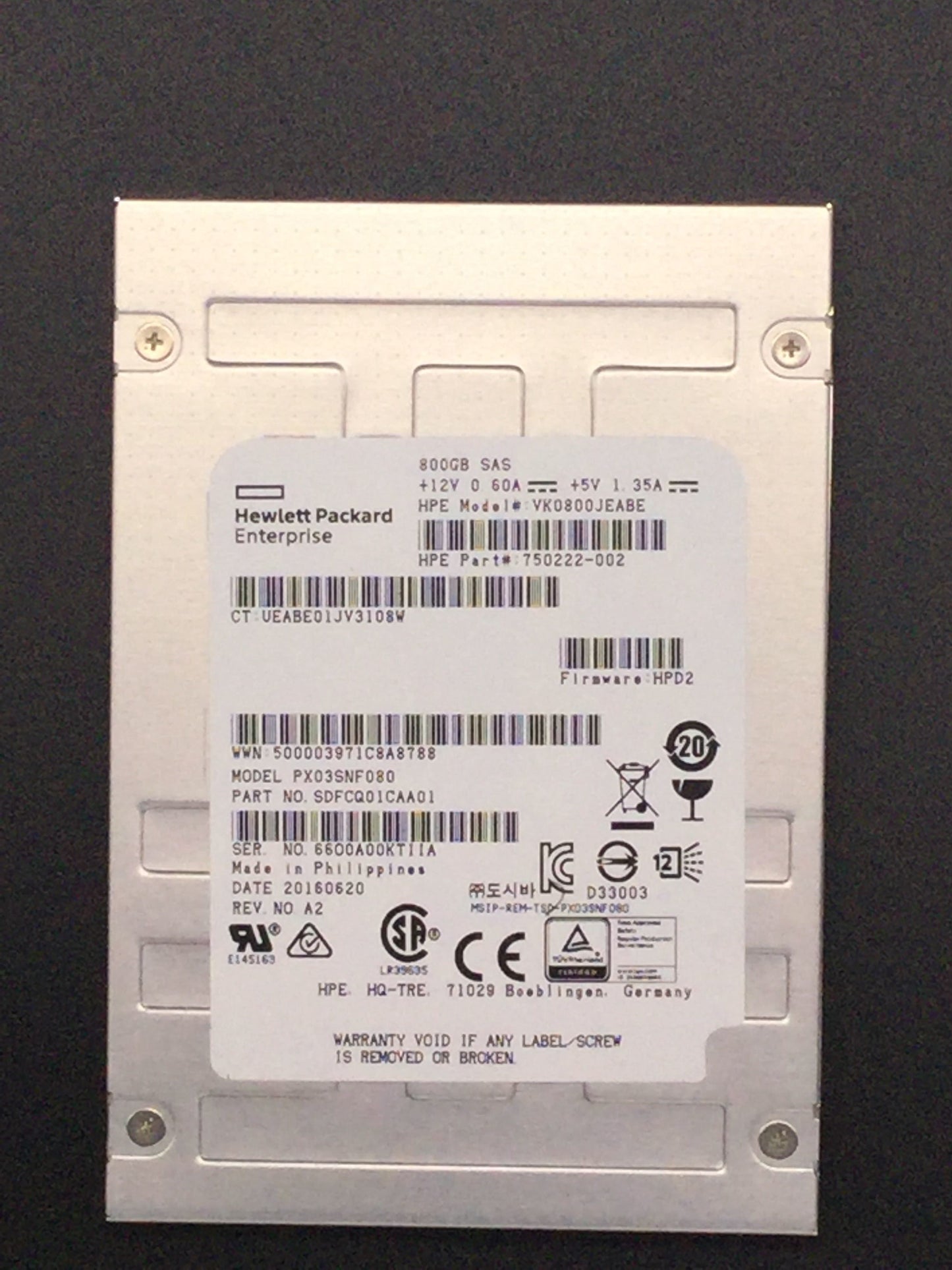 750222-002 HP 800GB MLC SAS 12Gbps 2.5-inch Internal Solid State Drive (SSD)