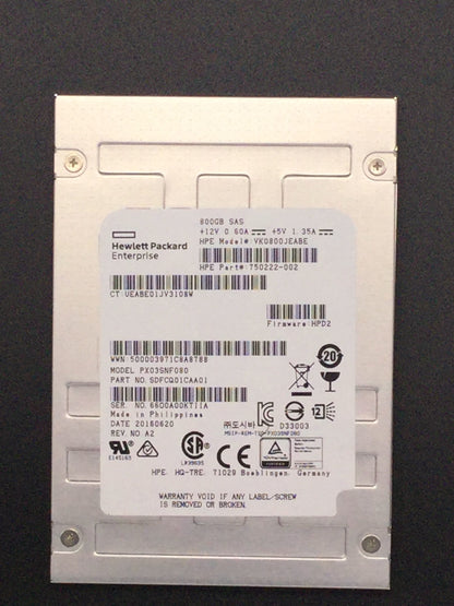 750222-002 HP 800GB MLC SAS 12Gbps 2.5-inch Internal Solid State Drive (SSD)