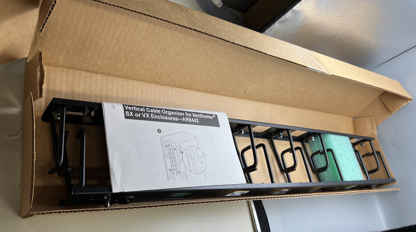 Brand New APC AR8442 Vertical Cable Organizer , Rackmount, 8 Cable Rings, Zero U