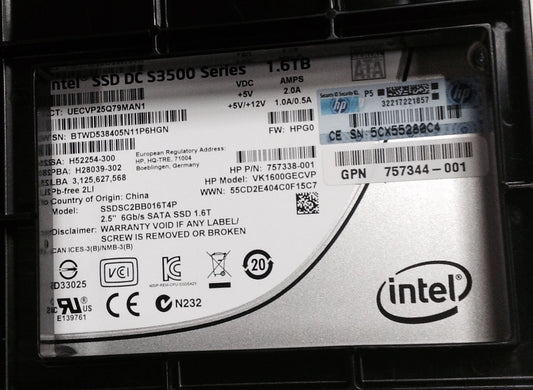 ASSY, DBLK 1.6TB 6G SATA 2.5VE SCC SSD-I 757344-001