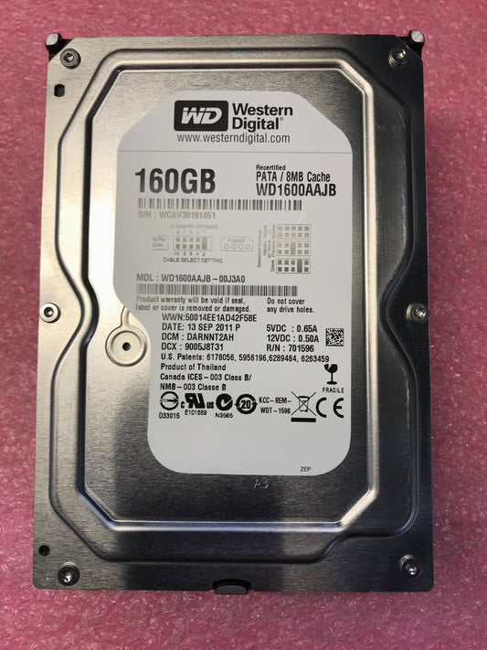 WD 160 GB WD1600AAJB-00J3A0 PATA IDE EIDE Hard Drive Used