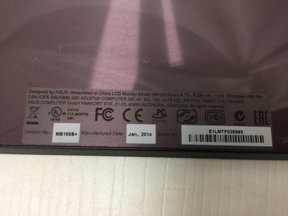ASUS Mb169b+ 15.6" Full HD 1920x1080 IPS USB Portable Monitor Used