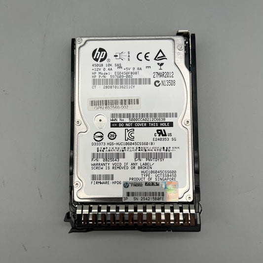 HP 450GB 10K SAS with tray HOT-PLUG 597609-002 652566-002 653956 EG0450FBDBT