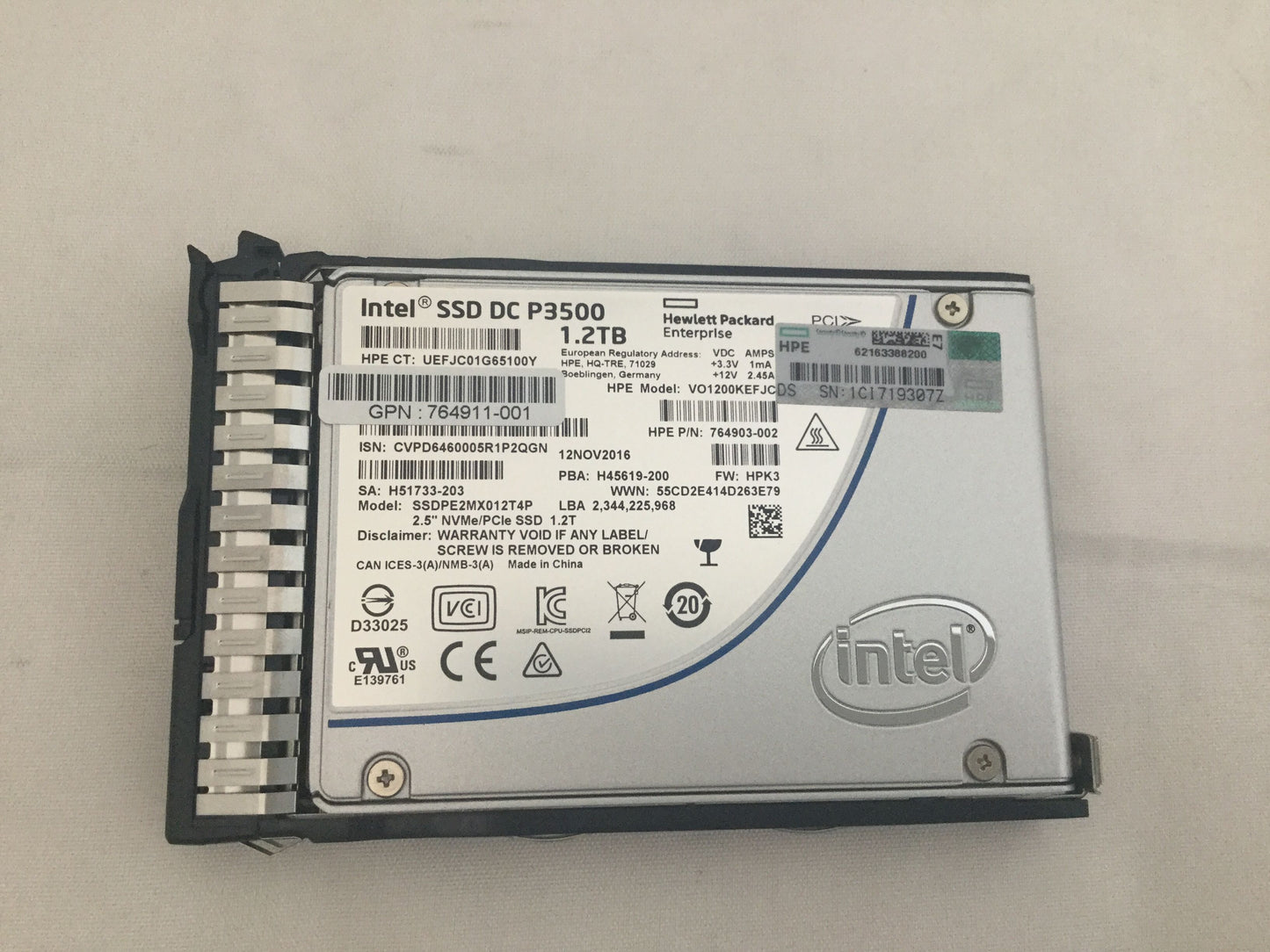 HP 764911-001 SSDPE2MX012T4P Intel DC P3500 Series 1.2TB