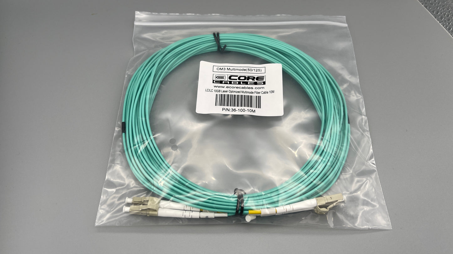 LC/LC 10GB Laser Optimized Multimode Fiber Patch Cable - OM3 - 10 Meter