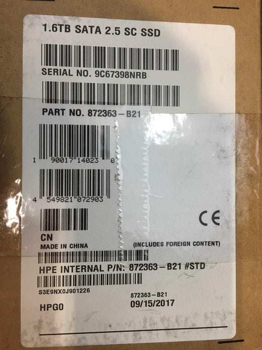 872363-B21    872363-B21 HP G9 G10 1.6-TB 6G 2.5 SATA WI SC SSD