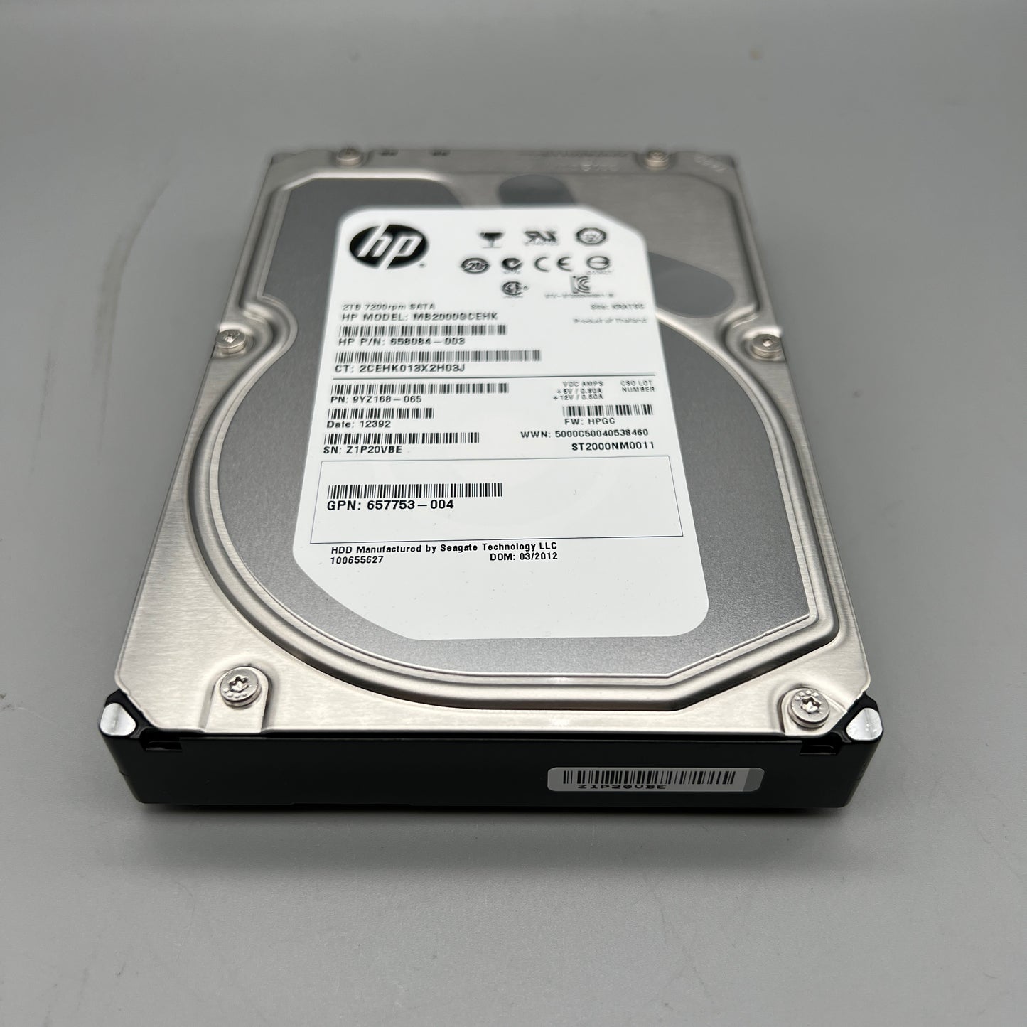 HPE 657753-004 2TB 7.2K 6G 3.5 MDL SATA HDD 658084-003