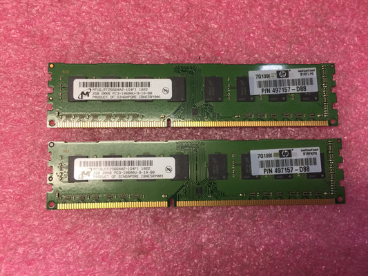 Lot Of 2 Micron 2GBx2  PC3-10600 non-ECC Unbuffered CL9 240-Pin Memory Used