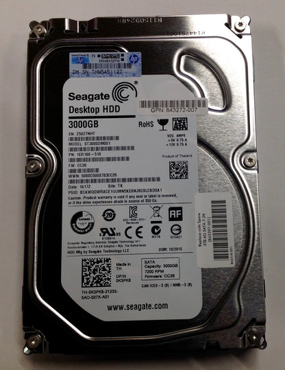 Seagate 3000GB ST3000DM001 Internal HDD 3.5" SATA 843272-007