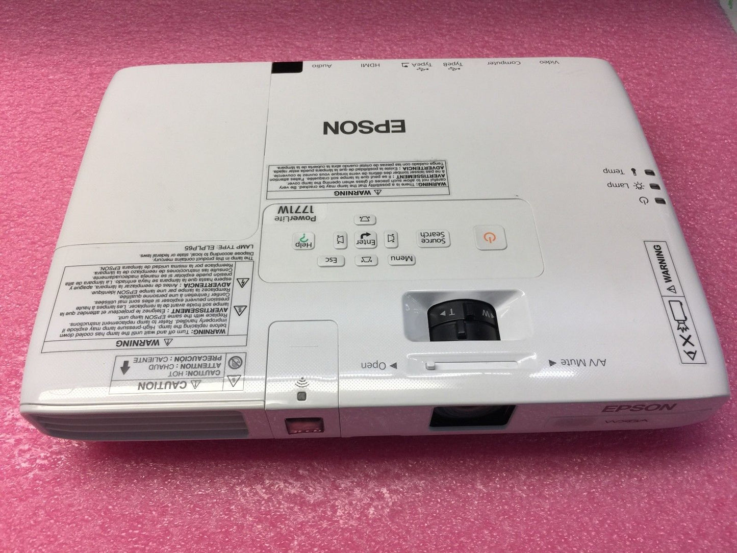 Epson PowerLite 1771W 1280 x 800 WXGA 3LCD Projector 3000 Lumens Wireless Ready