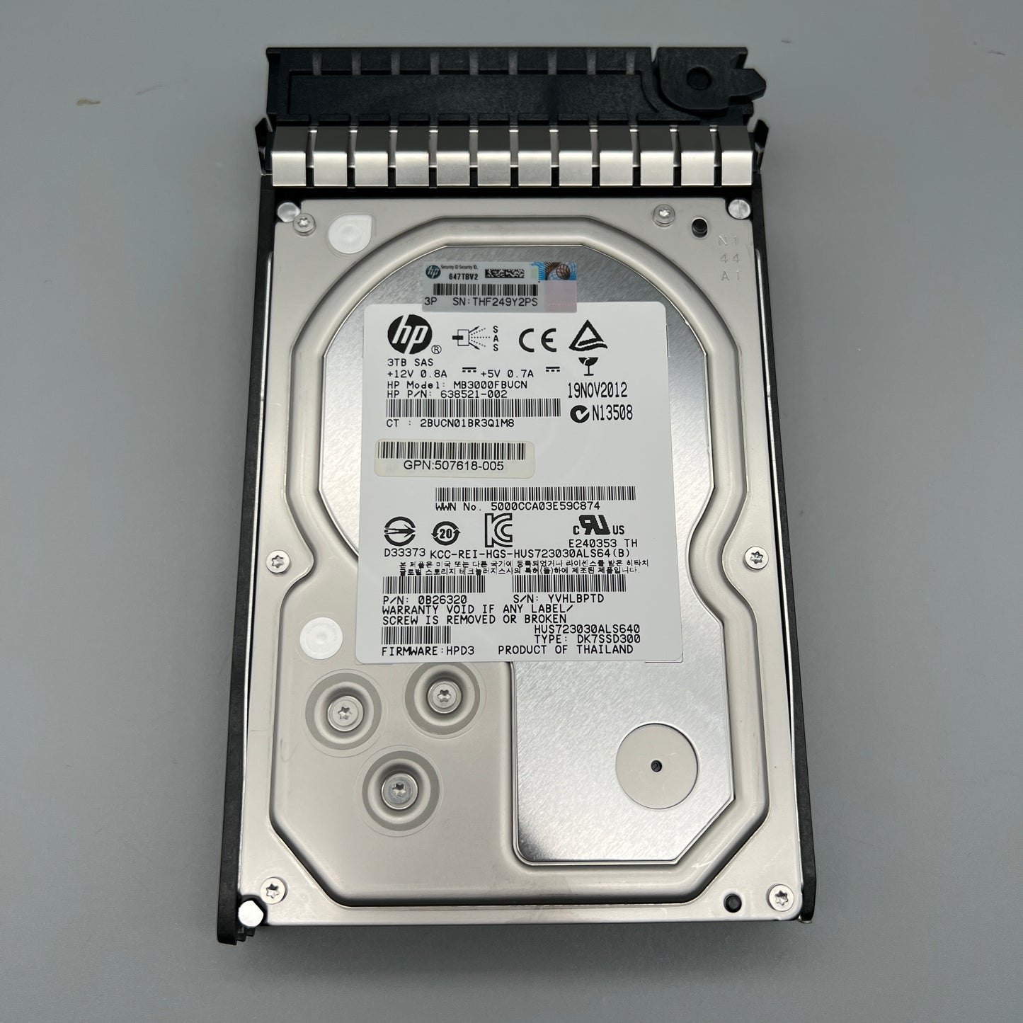 HP 507618-005 3TB 7200RPM SAS 6Gb/s Dual Port Midline Hot Swap HDD 638521-002