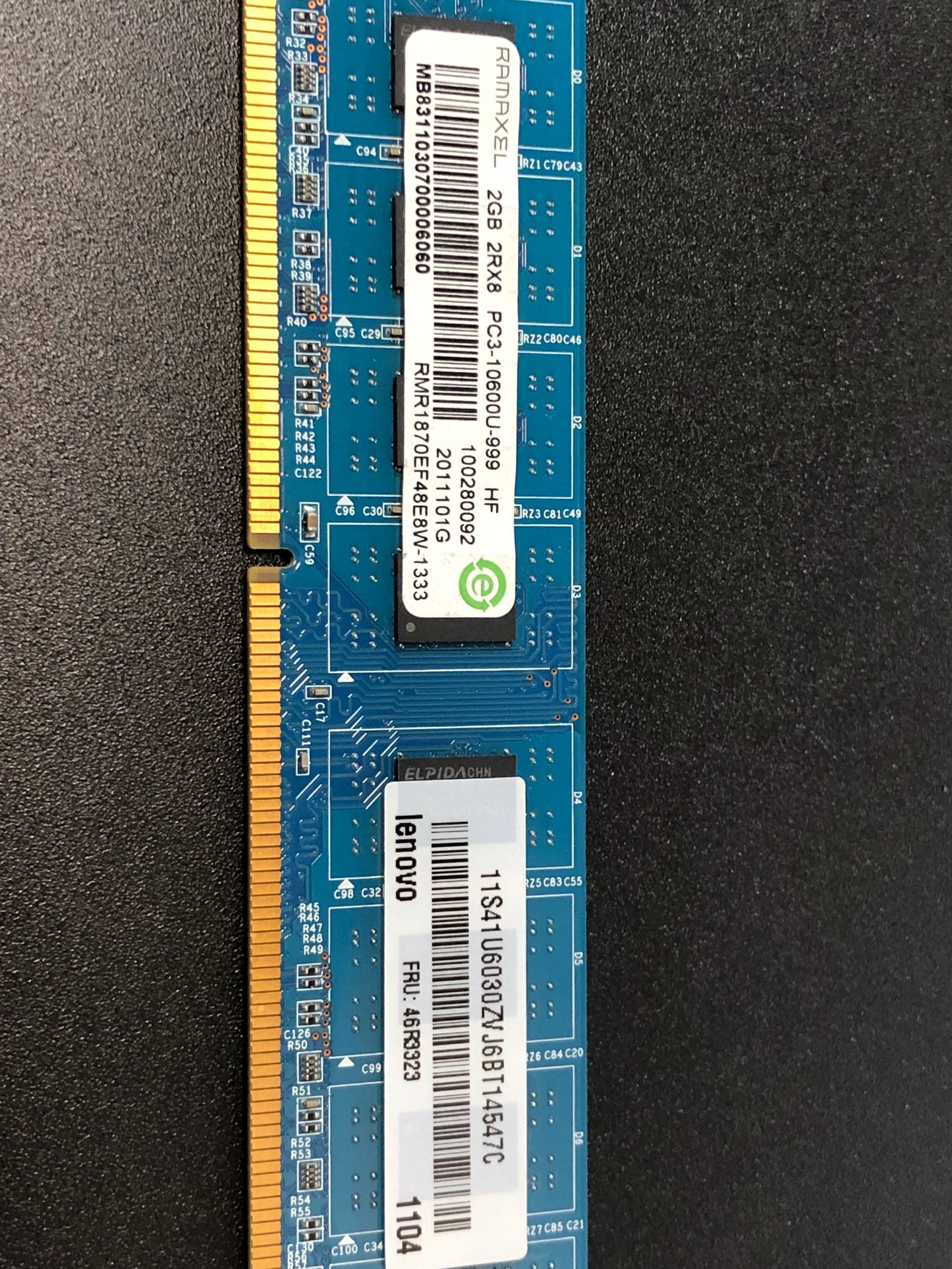 Lenovo 46R3323 4GB 2 x 2GB PC3-8500U DDR3 1066 Non-ECC Unbuff Memory Kit USED