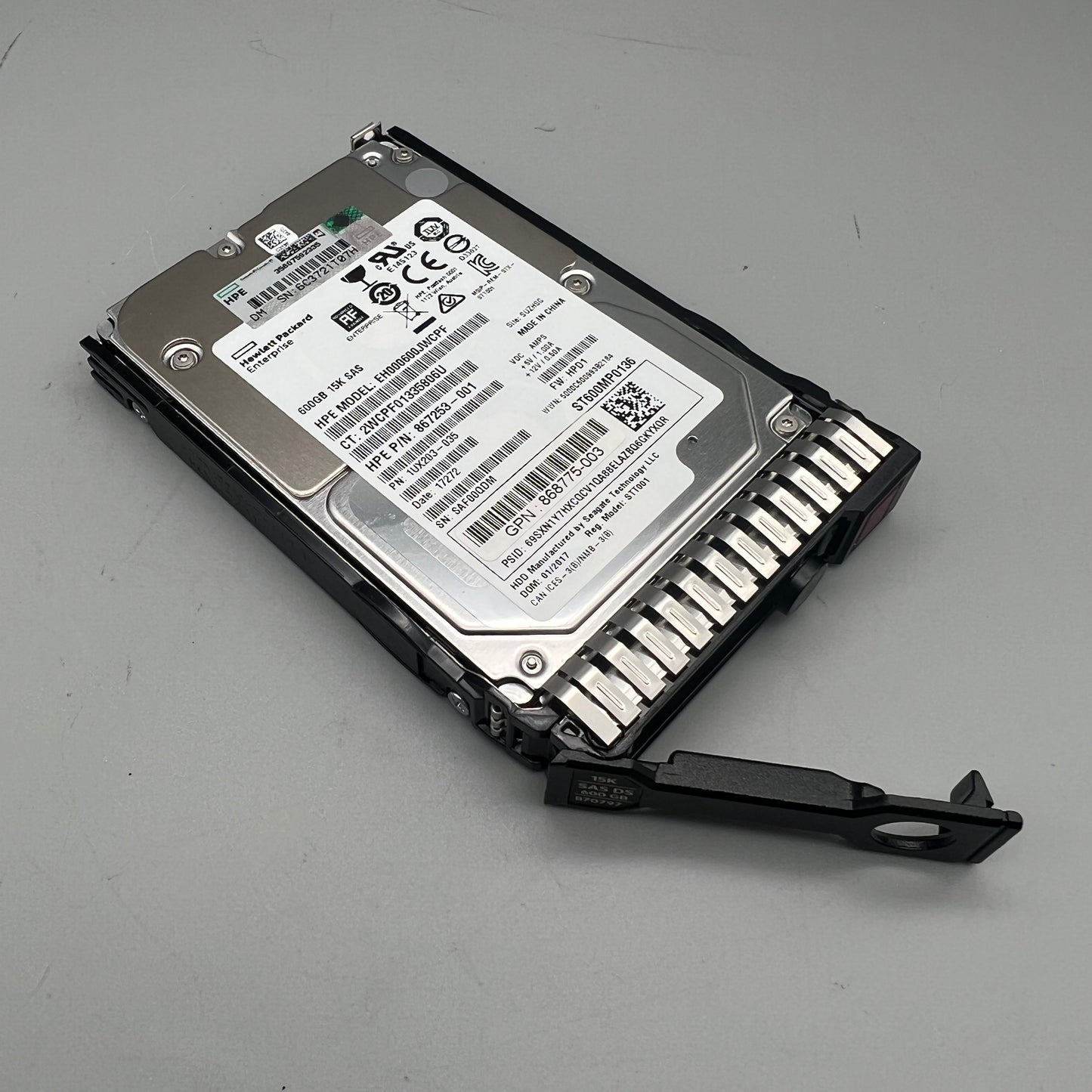 HPE 868775-003 600GB 15K 12Gbps 2.5" SFF SAS HDD with Smart Carrier 870797-001