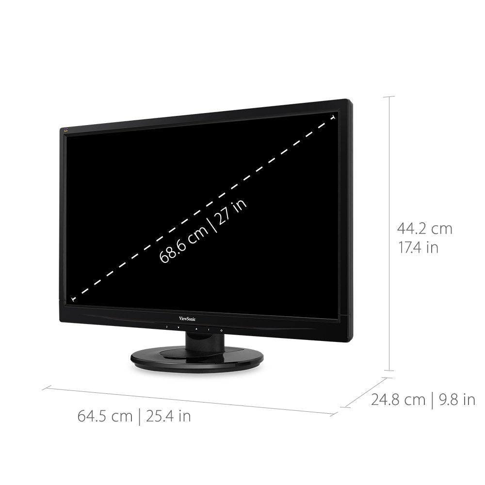 ViewSonic VA2746MH-LED 27 Inch Full HD 1080p LED Monitor with HDMI and VGA Inputs for Home and Office Black used Grade B