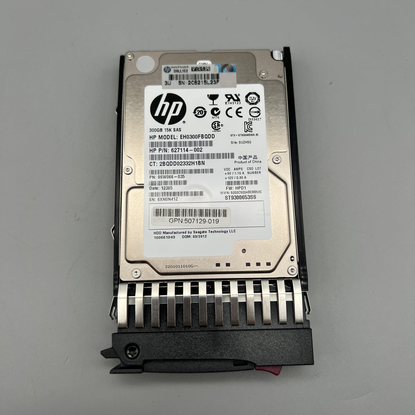 HP 300GB 15K 2.5" SAS ProLiant G8 G9 no/Tray  507129-019 627114-002