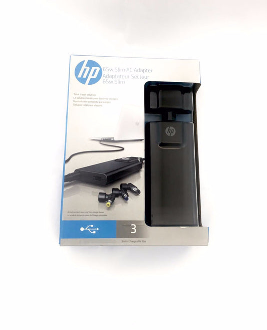HP - 65W Slim AC Adapter for Select HP Laptops - Black