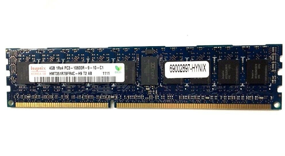 HYNIX 4GB PC3-10600R DDR3-1333 Server ECC MEMORY MODULE HMT351R7BFR4C-H9 USED