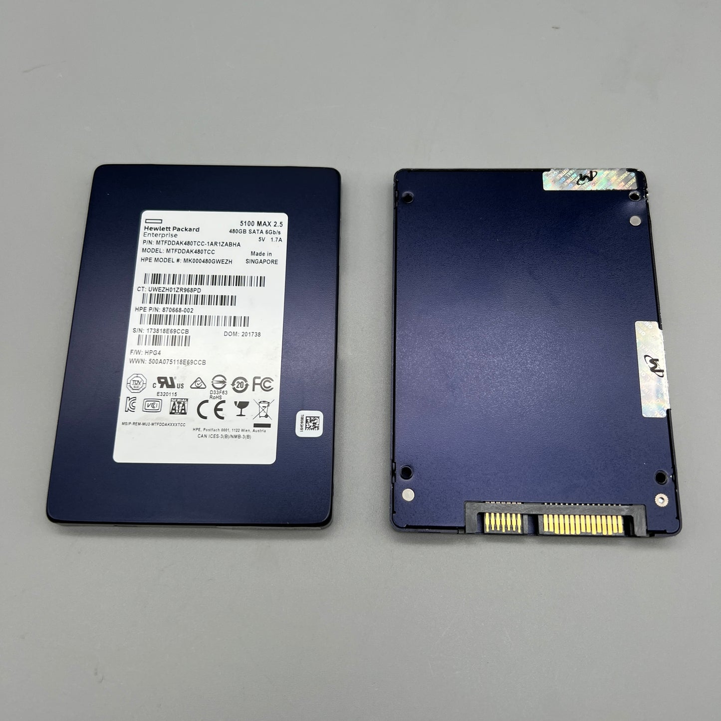 HPE/Micron SSD 5100 MAX 480GB Open Box 870668-002