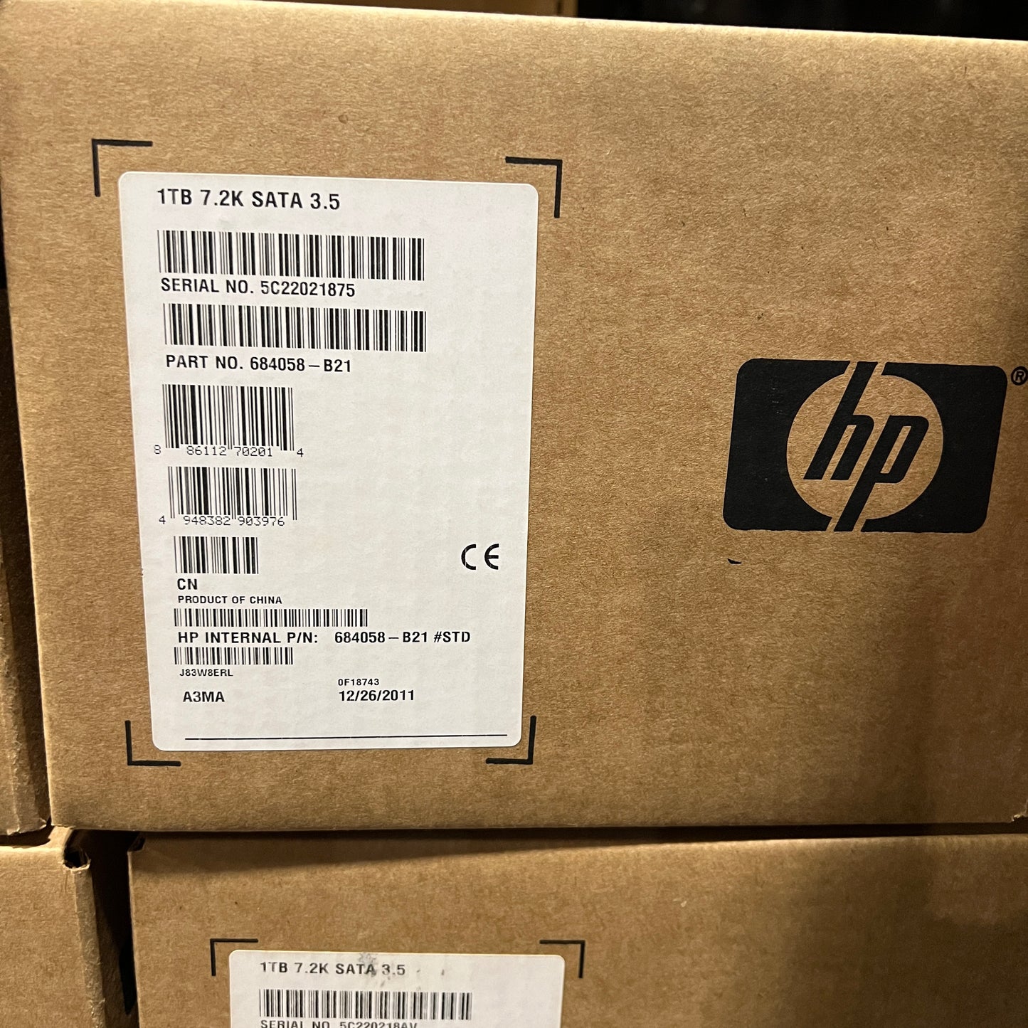 New HP 1TB 3.5-inch 7.2k SATA, Hot-Plug tray 684181-001,684058-B21