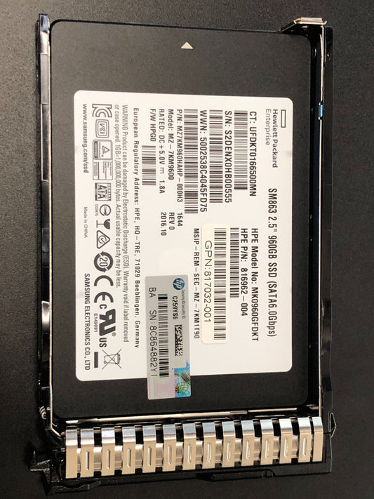 HPE / Samsung SM863 960GB SATA 6G SSD SFF 816962-004 817032-001 New