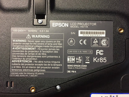 Epson PowerLite 1771W 1280 x 800 WXGA 3LCD Projector 3000 Lumens Wireless Ready