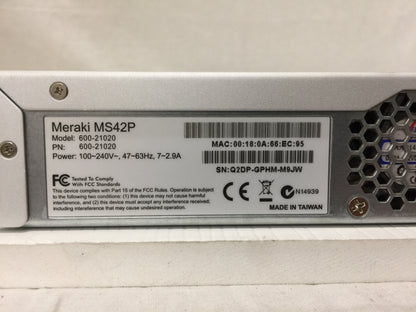 Meraki Cloud Managed 48 Port Gigabit PoE Switch Uesd