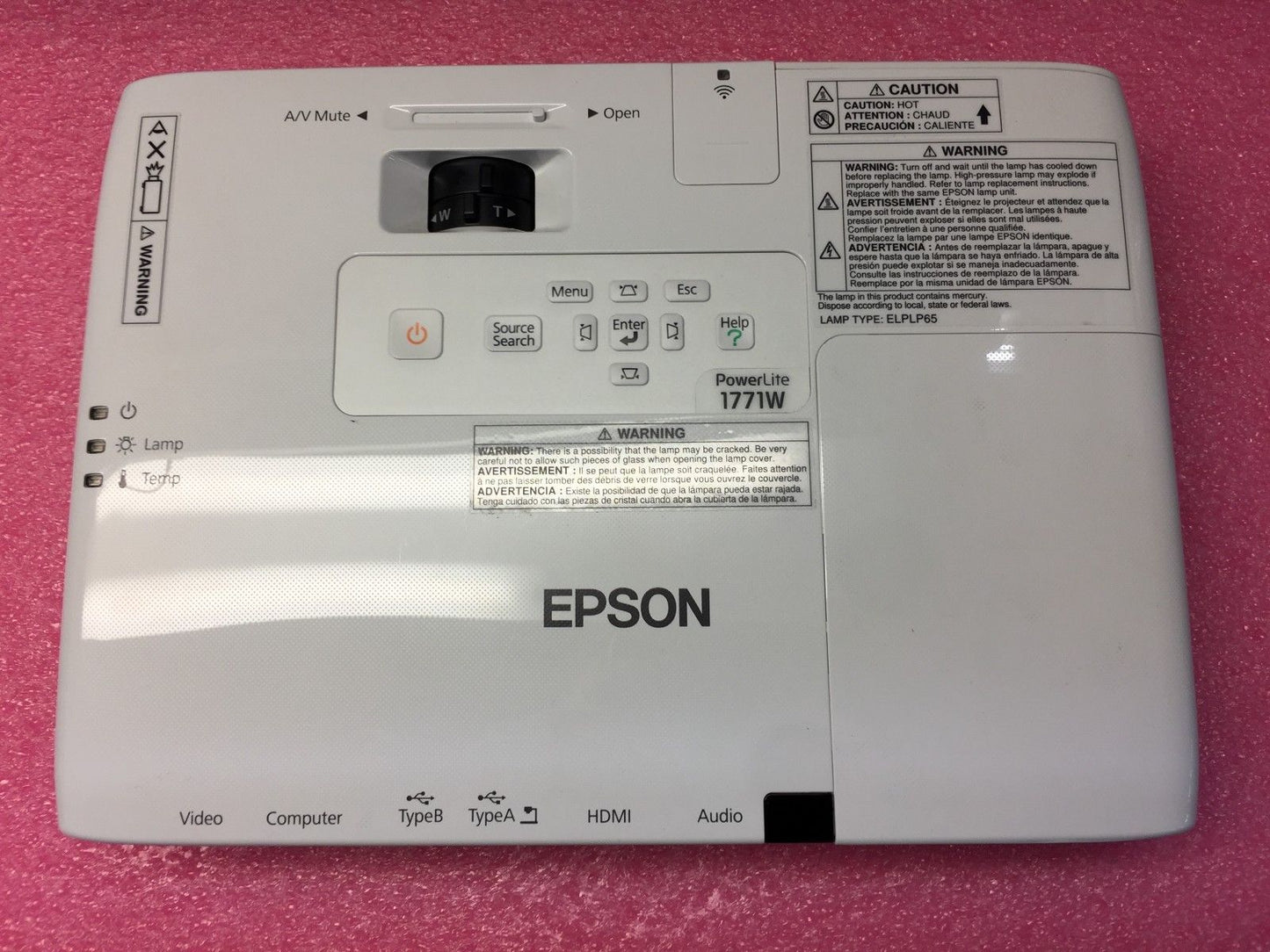 Epson PowerLite 1771W 1280 x 800 WXGA 3LCD Projector 3000 Lumens Wireless Ready