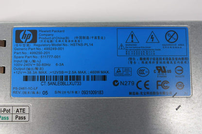 HP 499250-201 Hewlett-Packard 460-Watt Ac Hot-Plug Power Supply Used