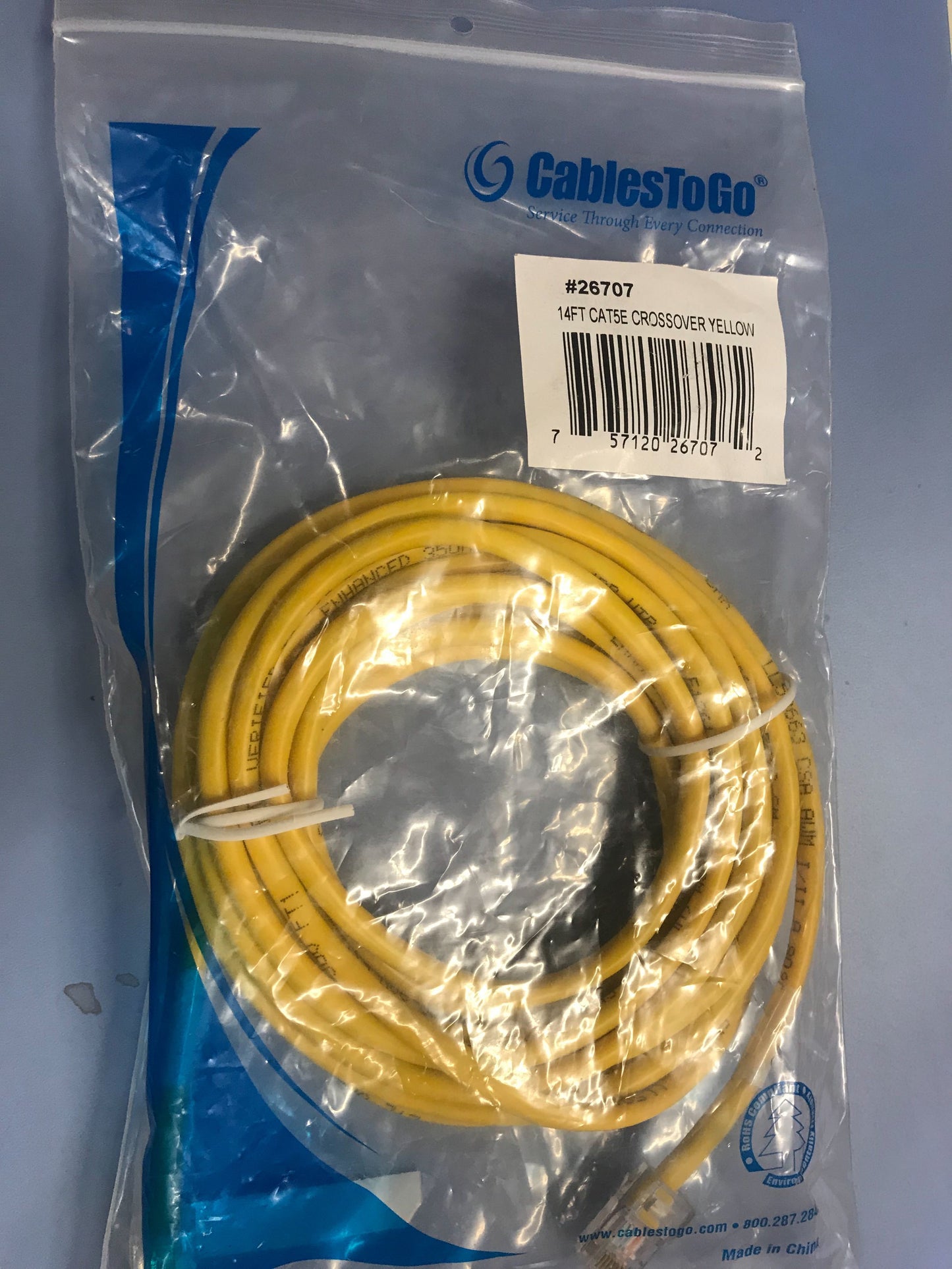 26707 Cat5e Crossover Cable -Network Patch Cable, Yellow (14 Feet, 4.26 Meters)