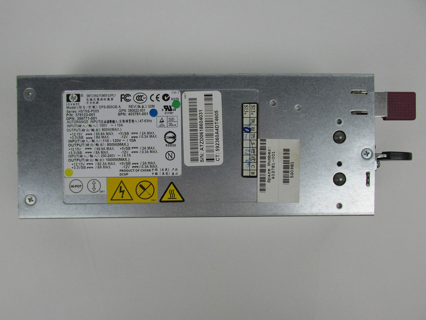 HP-IMSourcing AC Hot-Plug Power Supply, 1000 W Model 403781-001