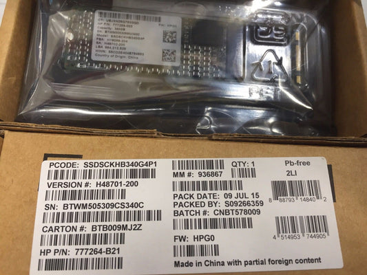 HP 777264-B21 340GB SATA 6G RI SSD *New* 781566-001, 835563-B21