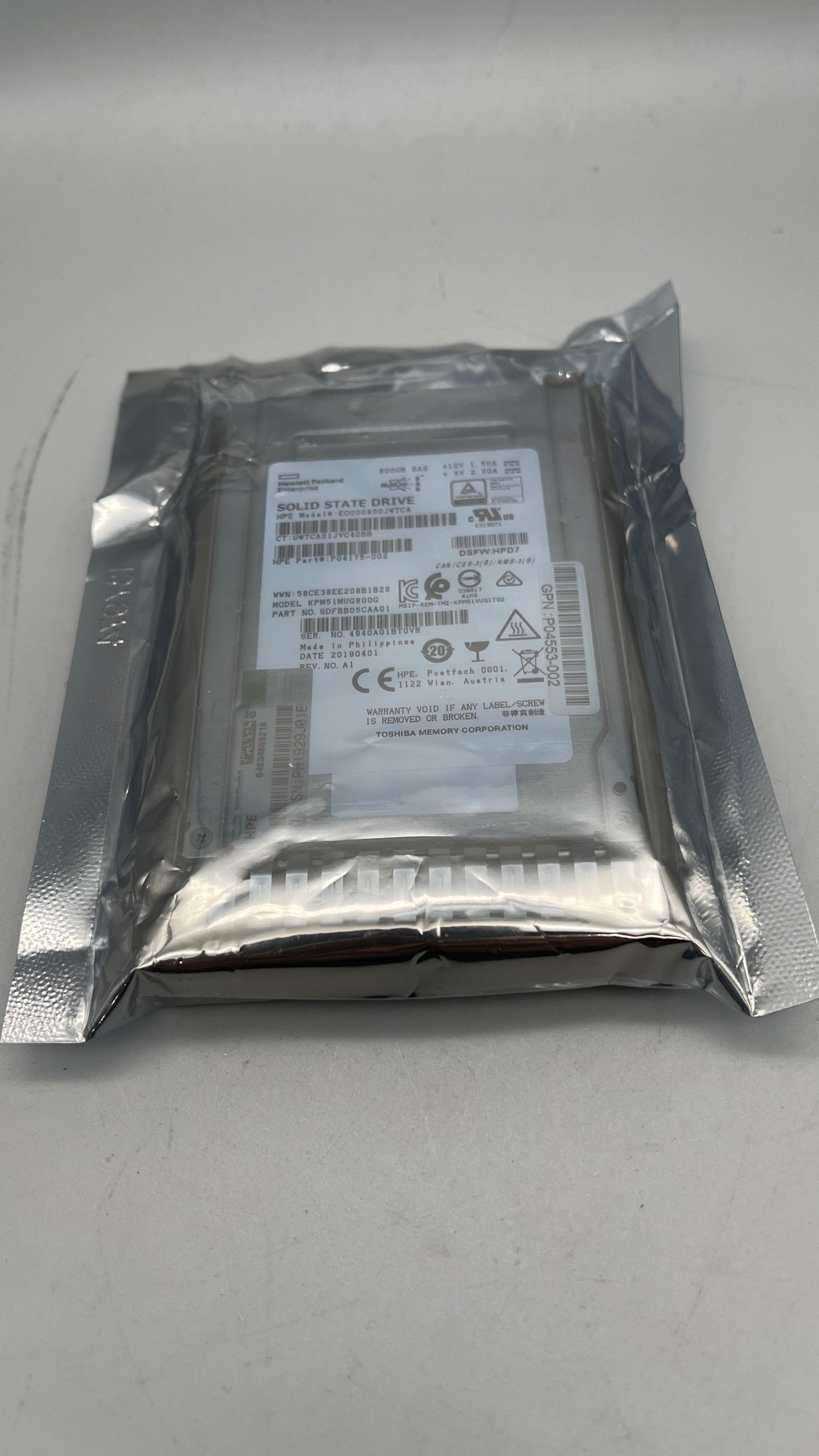 HPE P04175-002 800gb sas-12gbps WI sff sc 2.5" Ssd P04553-002