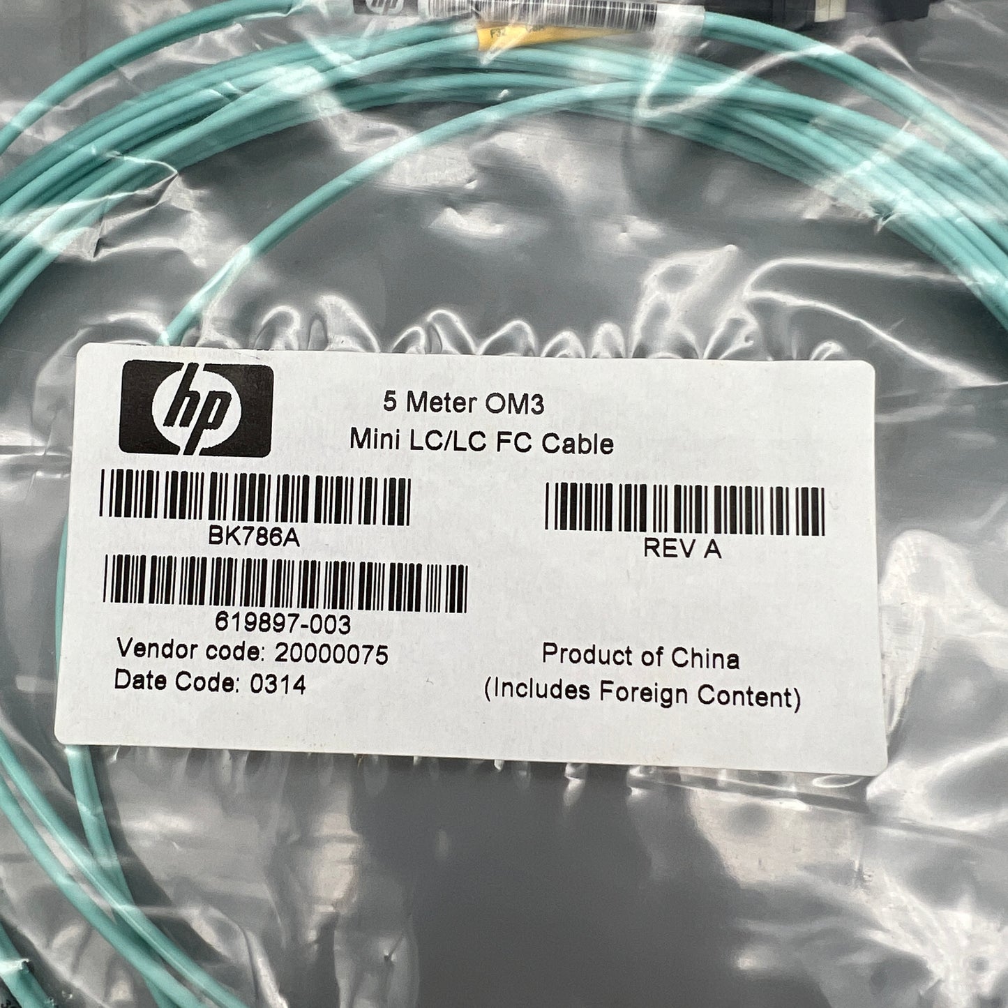 HP BK762A 5M 16.4ft OM3 Mini LC/LC Fiber Optical Network Cable PN#619897-003