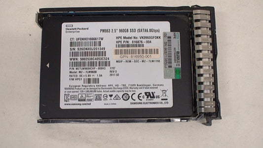 HP 816876-004 - HP 960GB 2.5" SATA 6Gb/s Solid State Drive Used