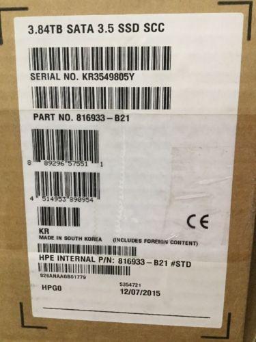 HP 816933-B21 HPE 3.84TB SATA 6G READ INTENSIVE LFF (3.5IN) SCC  SSD