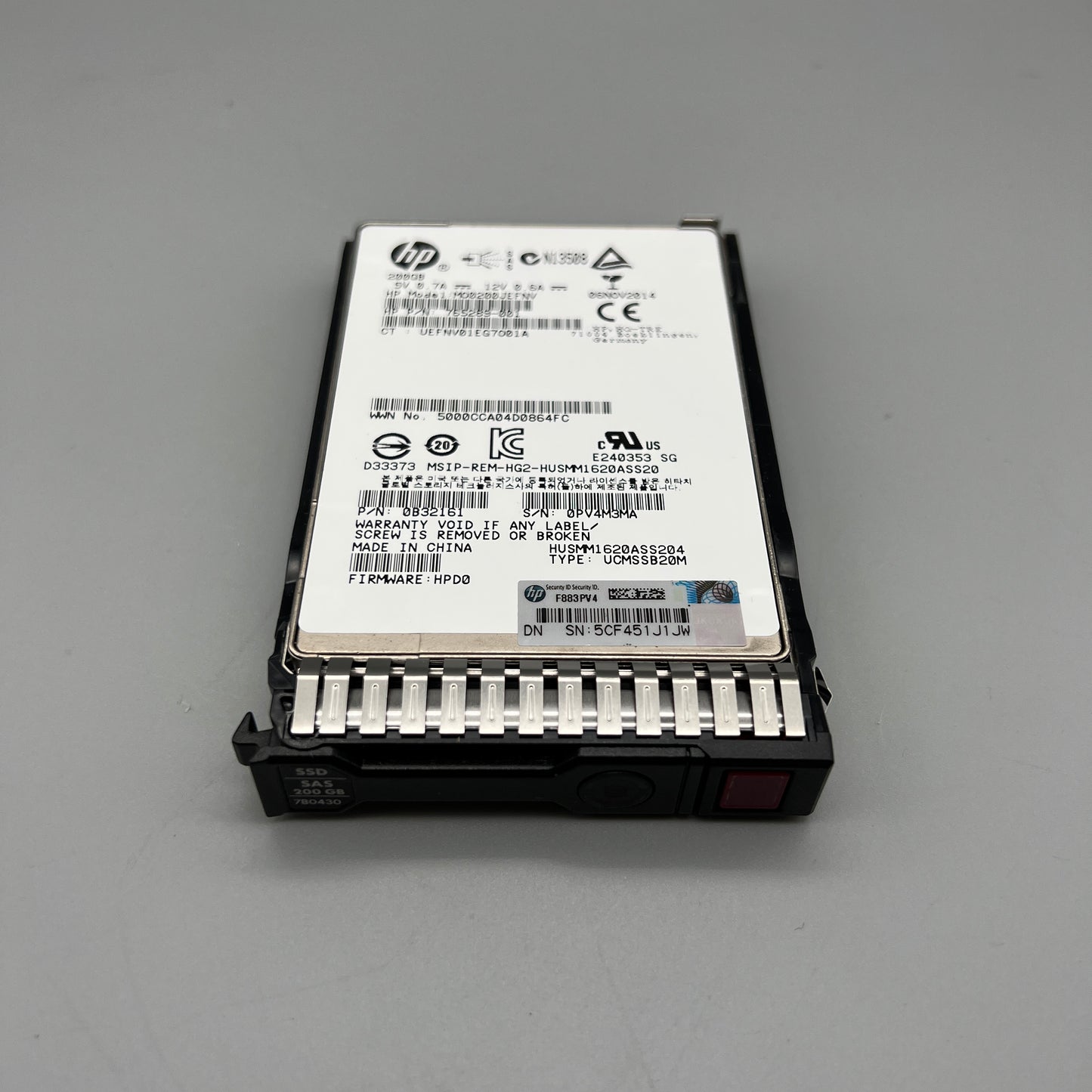 HP 200GB 12Gb/s SAS SSD 2.5" with tray SCSI Hot-Swap 779164-B21 765289-001 780430
