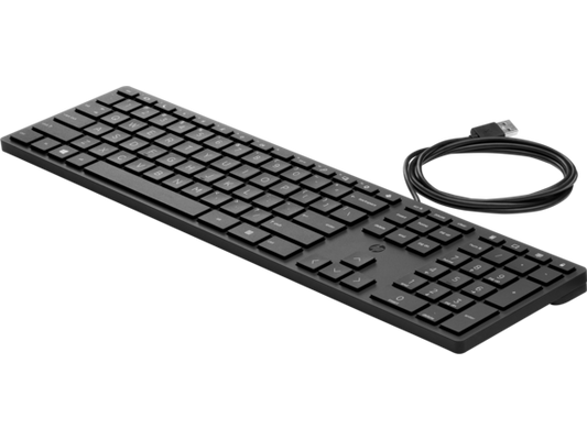 HP Desktop 320K Slim Wired Black USB Standard English Keyboard L96909-001 9SR37A6