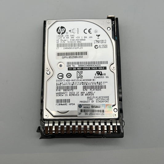 HP 146GB 15K SAS 2.5in with tray HOT pluggable 652599-002 518216-002 653950