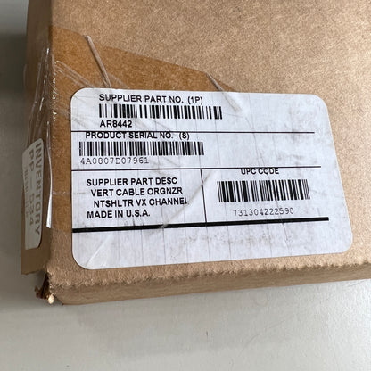 Brand New APC AR8442 Vertical Cable Organizer , Rackmount, 8 Cable Rings, Zero U