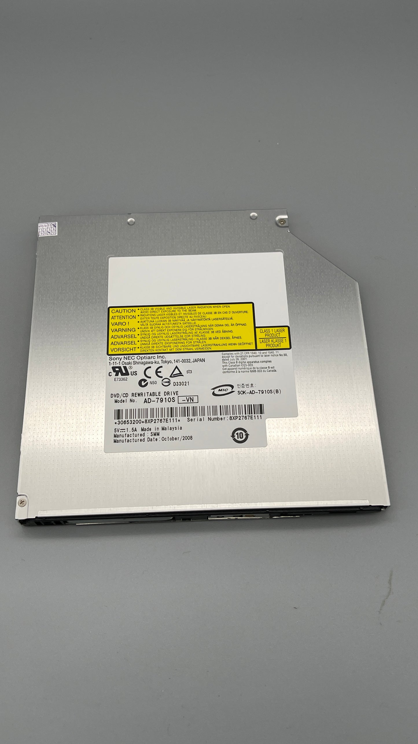 NEW Sony Optiarc AD-7910S-VN DVD/CD RW 9.5mm 8X TRAY SATA